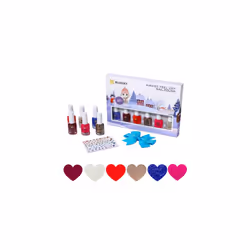 Kids Nail Varnish Set - Winter Set Pink, Blue, Red, Gold, Silver, Glitter. Easy Peel-off, Non-Toxic, Water- based, Odour
