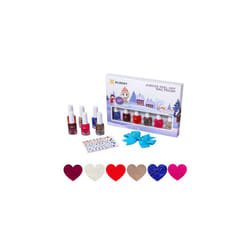 Kids Nail Varnish Set - Winter Set Pink, Blue, Red, Gold, Silver, Glitter. Easy Peel-off, Non-Toxic, Water- based, Odour