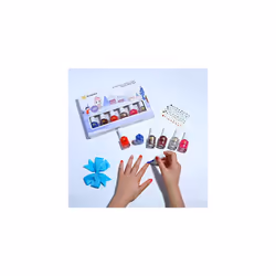 Kids Nail Varnish Set - Winter Set Pink, Blue, Red, Gold, Silver, Glitter. Easy Peel-off, Non-Toxic, Water- based, Odour