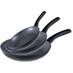 Venus Set of 3 Forged Aluminium Induction Frying Pan Non-stick Black
