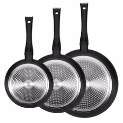 Venus Set of 3 Forged Aluminium Induction Frying Pan Non-stick Black