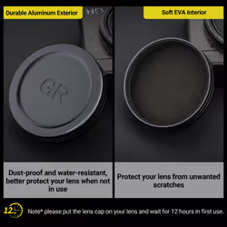 JJC Aluminum Lens Cap Cover Protector for Ricoh GR IIIx GR IIIx HDF GR3x HDF GR III GR III HDF GR3 HDF GR II GR2 with Soft EVA Interior -Black