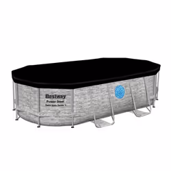 Bestway Power Steel Swim Vista Oval Swimming Pool Set, 18' x 9' x 48"