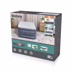 Bestway Tritech Air Mattress Twin with Built-in AC Pump and Antimicrobial Coating 1.91 m x 97 cm x 51 cm