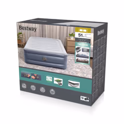 Bestway Tritech Air Mattress Queen with Built-in AC Pump and Antimicrobial Coating 2.03 m x 1.52 m x 51 cm, Double mattress,  ...