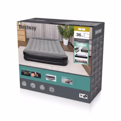 Bestway Tritech Air Mattress Queen with Built-in AC Pump 2.03 m x 1.52 m x 36 cm, Double mattress, Queen size, Rectangle, Ind ...
