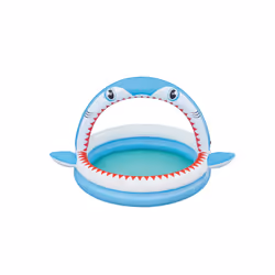 Bestway Sharktastic Kids Inflatable Sprinker Play Pool 1.63 m x 1.27 m x 92 cm, 130 L, Inflatable pool, Child, Blue, White, 1 ...