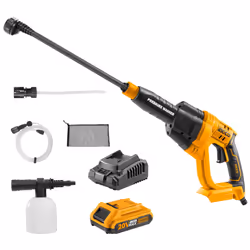 INGCO Cordless Pressure Washer 20V Lithium-Ion Power Washer with Battery and Charger 24.8Bar Pressure 2.2L/min Flow Rate 6-wa ...