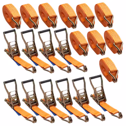 X10pcs 50MM 8M 5T Heavy Duty Ratchet Strap 50mm Tie Down 8 Metre 5 Ton
