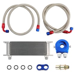 Universal 13 Row An-10AN Engine Transmission Oil Cooler Kit + Relocation Kit