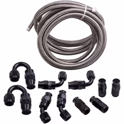 6an -6an Stainless Steel PTFE Fuel Line 20ft 10 Fittings Hose Kit E85 Silver