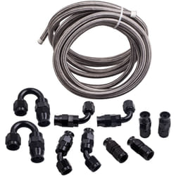 6an -6an Stainless Steel PTFE Fuel Line 20ft 10 Fittings Hose Kit E85 Silver