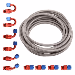 AN-6 AN6 Stainless Steel PTFE Fuel 20FT + 10 Fittings Ends Hose Kit 20 Feet