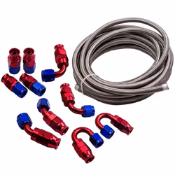 AN-6 AN6 Stainless Steel PTFE Fuel 20FT + 10 Fittings Ends Hose Kit 20 Feet