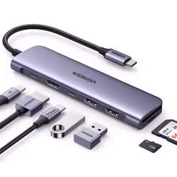UgREEN Revodok 7 in 1 USB-c Hub with 4K HDMI  100W Power Delivery  USB-c & 2 USB-A 5gbps Data Ports  SDTF card Reader  USB c  ...