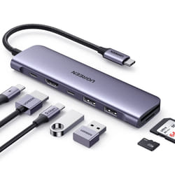 UgREEN Revodok 7 in 1 USB-c Hub with 4K HDMI  100W Power Delivery  USB-c & 2 USB-A 5gbps Data Ports  SDTF card Reader  USB c Dongle for MacBook ProAir
