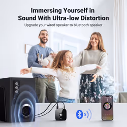 Bluetooth Receiver for HiFi, Bluetooth 5.1 Audio Adapter with 3.5mm Aux and 2 RCA ports, aptX HD, Noise Canceling, Dual Pairing, Long-Range Bluetooth