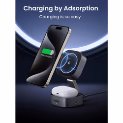 Wireless Charger Stand, Compatible with MagSafe Charging, 2-in-1 Magnetic Charging Station, Compatible with iPhone 15/15 Plus/15 Pro/15 Pro