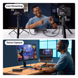 Video Capture Card HDMI to USB Type C Capture Device 1080P 60fps Streaming Record 4K Loop Passthrough Compatible with Switch PS5 PS4 Xbox TV Stick