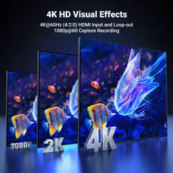 Video Capture Card HDMI to USB Type C Capture Device 1080P 60fps Streaming Record 4K Loop Passthrough Compatible with Switch PS5 PS4 Xbox TV Stick