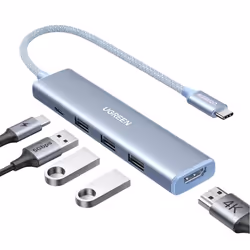 Ugreen Revodok, USB Type-C, HDMI, USB 3.2 Gen 1 (3.1 Gen 1) Type-A, USB 3.2 Gen 1 (3.1 Gen 1) Type-C, 3840 x 2160 pixels, Blu ...