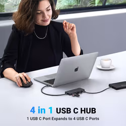 10Gbps USB C Hub, USB C Splitter with 4 USB C Ports, USB-C to USB C 3.2 Hub Multiport Adapter Compatible with MacBook Pro, MacBook Air, iPad Pro, iPad