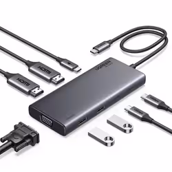 Ugreen Revodok, USB Type-C, HDMI, USB 3.2 Gen 1 (3.1 Gen 1) Type-A, USB Type-C, VGA, 10000 Mbit/s, 60 Hz, 3840 x 2160 pixels, ...