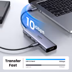 Ugreen USB-C Hub 6-in-1 HDMI - 2x USB-A 3.2 - 2x USB-C 3.2 - PD Docking Dock Grey - Additional view 4