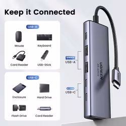 Ugreen USB-C Hub 6-in-1 HDMI - 2x USB-A 3.2 - 2x USB-C 3.2 - PD Docking Dock Grey - Additional view 7