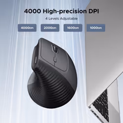 2.4GHz Ergonomic Vertical Mouse, 4000DPI Optical Tracking, 57 Ergonomic Angle, 6 Buttons, 12-Month Battery Life, 4 Adjustable DPI Levels Wireless
