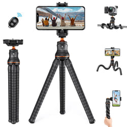 K&F Concept Mini Tripod Stand  Flexible Camera Cellphone Tripod with Bluetooth Remote  1/4'' Screw with Phone Holder&Cold Shoe  6.6lbs Max L
