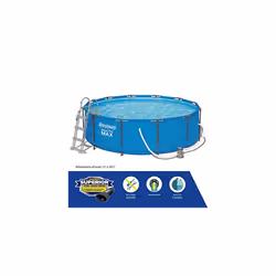 Bestway Round Frame Swimming Pool with Filter, Steel Pro Max, 12ft