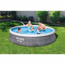 Bestway 13ft x 33Â Deep Rattan Effect Fast Set Inflatable Paddling Pool