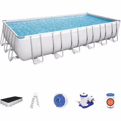 Bestway 24ft x 12ft Power Steel Above Ground Pool, Filter and Ladder