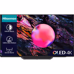 Hisense 65A85NTUK, 165.1 cm (65"), 3840 x 2160 pixels, OLED, Smart TV, Wi-Fi, Black, Grey