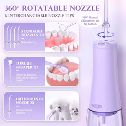 350mL/12oz Water Flosser with 3 Modes 6 Jet Tips,Dental Oral Irrigator USB Rechargeable Cordless Water Dental Picks for Teeth Cleaning,IPX7 Waterproof