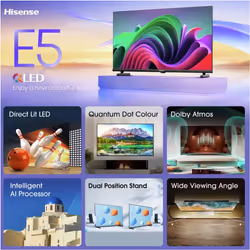 Hisense Smart TV Full HD 32E5NQTUK 32" Ultra HD HDR QLED Freeview TV Black