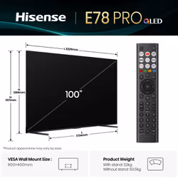 Hisense 100" E78QTUK PRO 144Hz QLED Smart AI TV with Freely