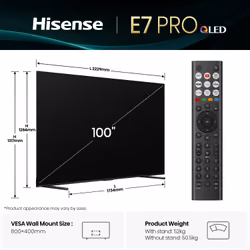 Hisense 100" E7QTUK PRO 144Hz QLED Smart AI TV with Freely - Additional view 2