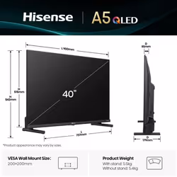 Hisense 40A5Q TV 101.6 cm (40") Full HD Smart TV Wi-Fi Black