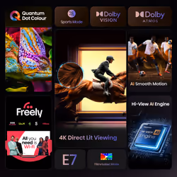Hisense 43E7QTUK TV 109.2 cm (43") 4K Ultra HD Smart TV Wi-Fi Black 275 cd/m²