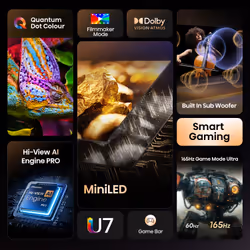 Hisense 100" U7QTUK MiniLED 144Hz Smart AI TV with Freely