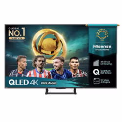 Hisense 55" A7QTUK QLED Smart AI TV with Freely, 165.1 cm (65"), 3840 x 2160 pixels, LED, Smart TV, Wi-Fi, Black