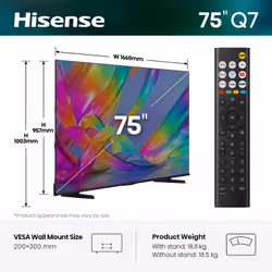 Hisense Q7S 75Q7STUK TV 190.5 cm (75") 4K Ultra HD Smart TV Wi-Fi Black - Additional view 2