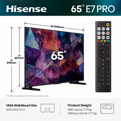 Hisense 65E7STUK PRO TV 165.1 cm (65") 4K Ultra HD Smart TV Wi-Fi Grey - Additional view 2