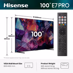 Hisense 100E7STUK PRO TV 2.54 m (100") 4K Ultra HD Smart TV Wi-Fi Grey - Additional view 2
