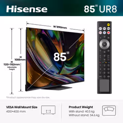 Hisense 85UR8STUK TV 2.16 m (85") 4K Ultra HD Smart TV Wi-Fi - Additional view 2