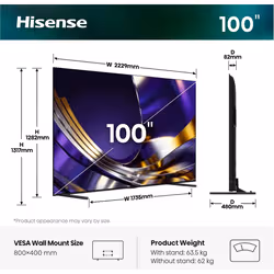 Hisense 100U7STUK PRO TV 2.54 m (100") 4K Ultra HD Smart TV Wi-Fi Grey 2000 cd/m² - Additional view 2