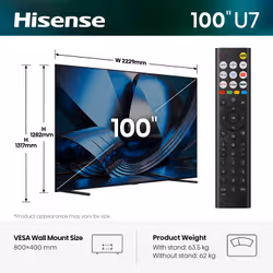 Hisense 100U7STUK TV 2.54 m (100") 4K Ultra HD Smart TV Wi-Fi Grey 1000 cd/m² - Additional view 2