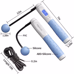 Skipping Rope, Digital Jump Rope Adjustable Weights/Length Cordless Jumping Rope with Calorie Counter/Alarm Reminder Weighted Jump Rope for Fitness,